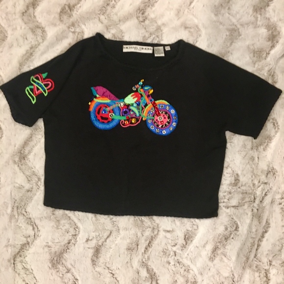 Micheal Simon Sweaters - Micheal Simon "Motorcycle" Embroidered Sweater EUC